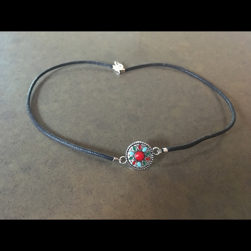 3/$10 Blue and red medallion choker